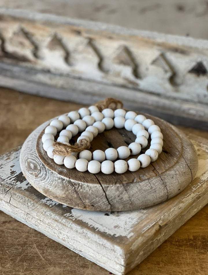 Wooden bead garland - white wash - Greenery MarketGarlandMJ8461