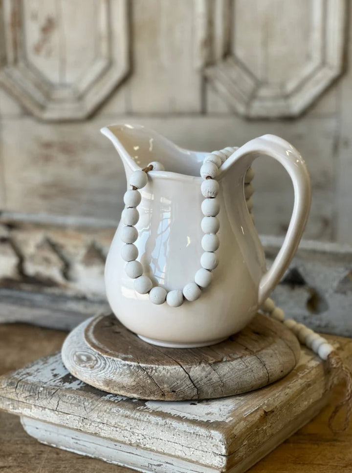 Wooden bead garland - white wash - Greenery MarketGarlandMJ8461