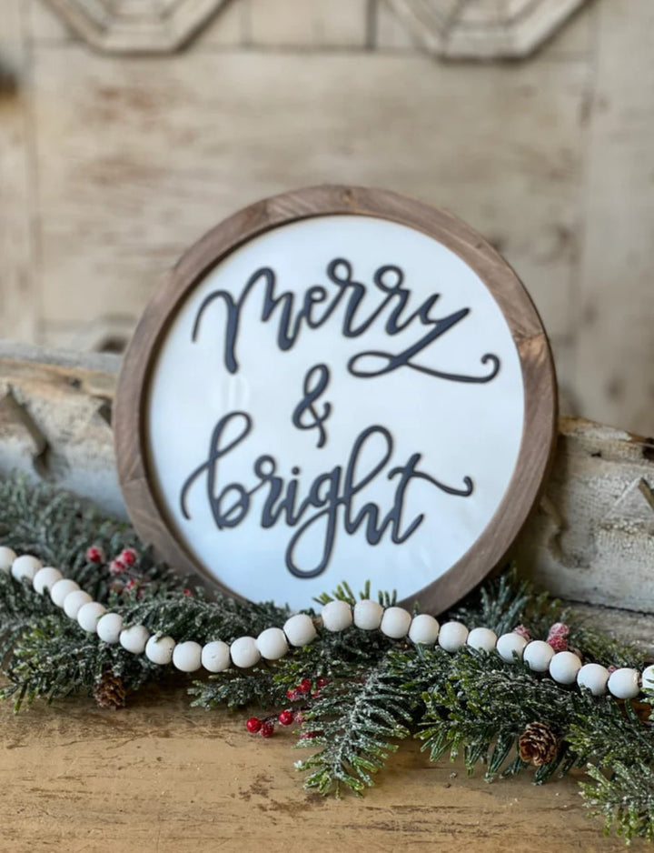 Wooden bead garland - white wash - Greenery MarketGarlandMJ8461