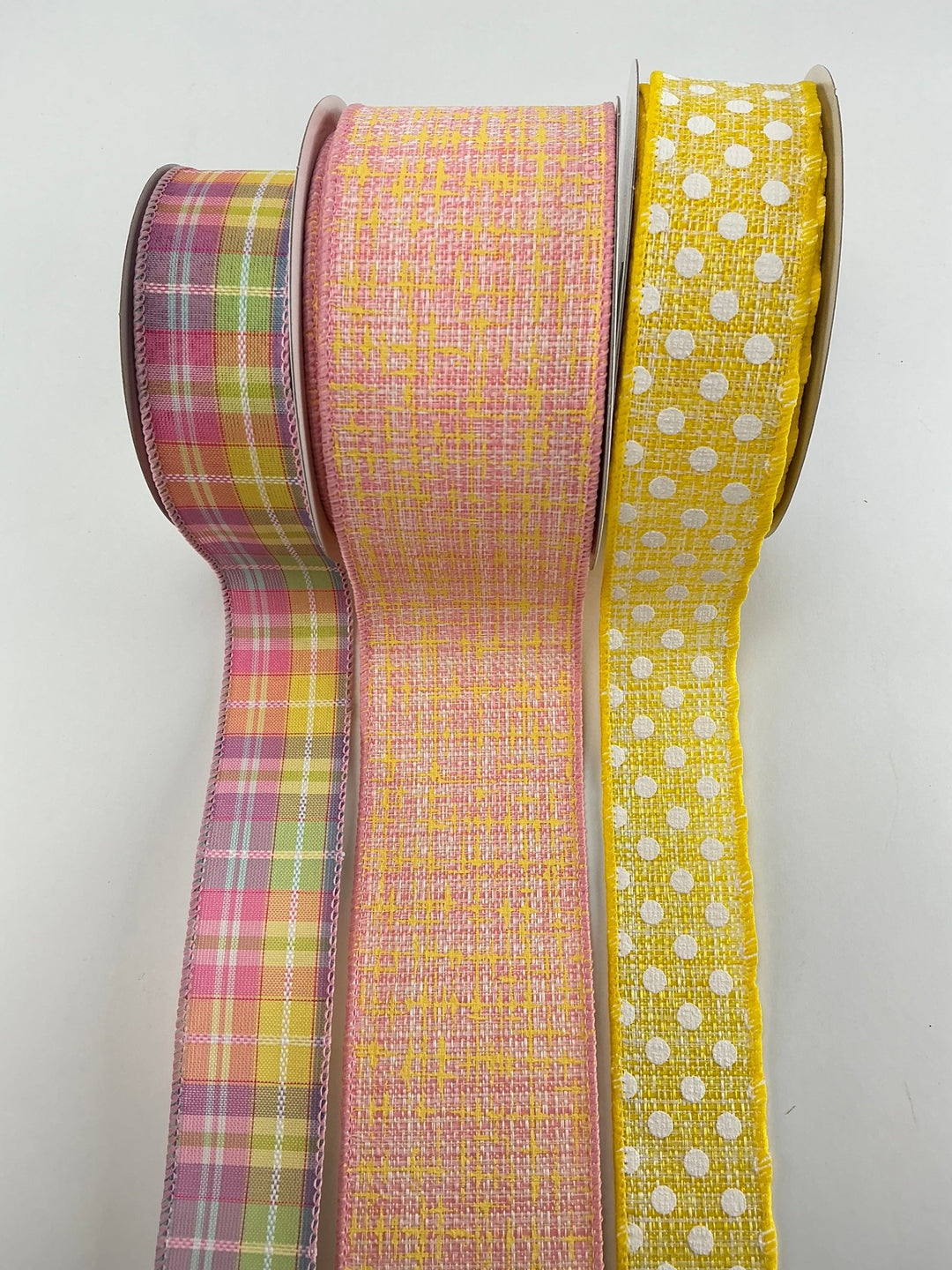 Yellow And Pink Bow Bundle x 3 Wired Ribbons - Greenery MarketWired ribbon