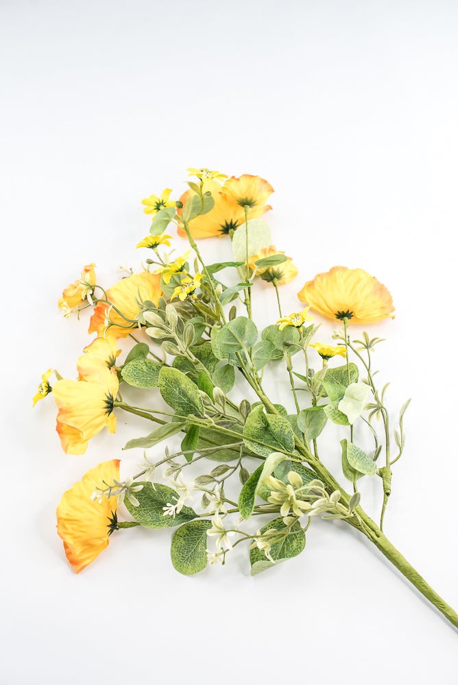 Yellow, Artificial Poppy Bush - Greenery Market250374