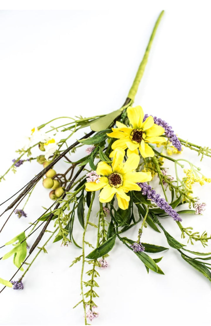 Yellow daisy and lavender twig pick - Greenery Marketartificial flowers63054sp16