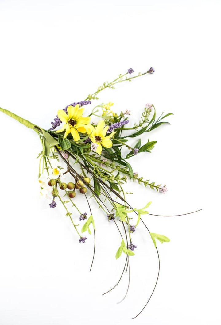 Yellow daisy and lavender twig pick - Greenery Marketartificial flowers63054sp16