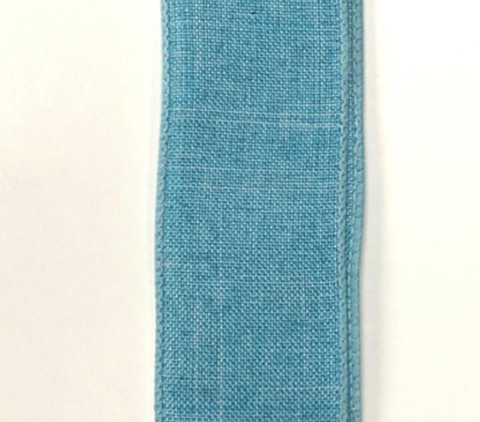 Aqua Solid linen wired ribbon 1.5” - Greenery Market Wired ribbon