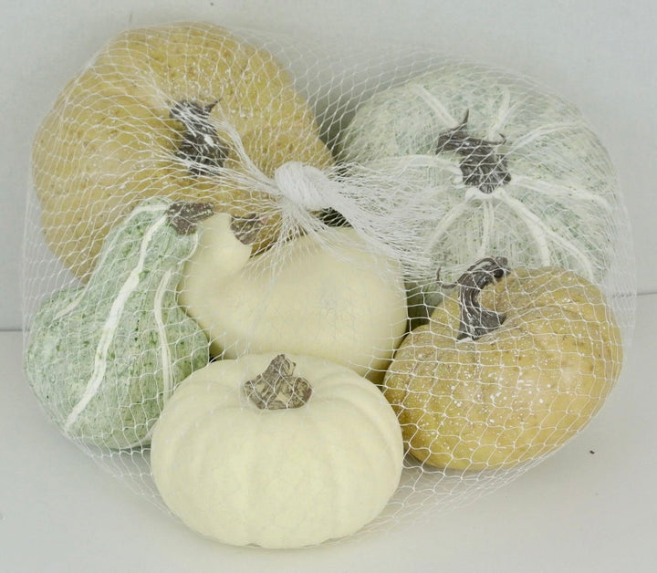 Bag of cream, beige, and green Pumpkins - Greenery Market81367