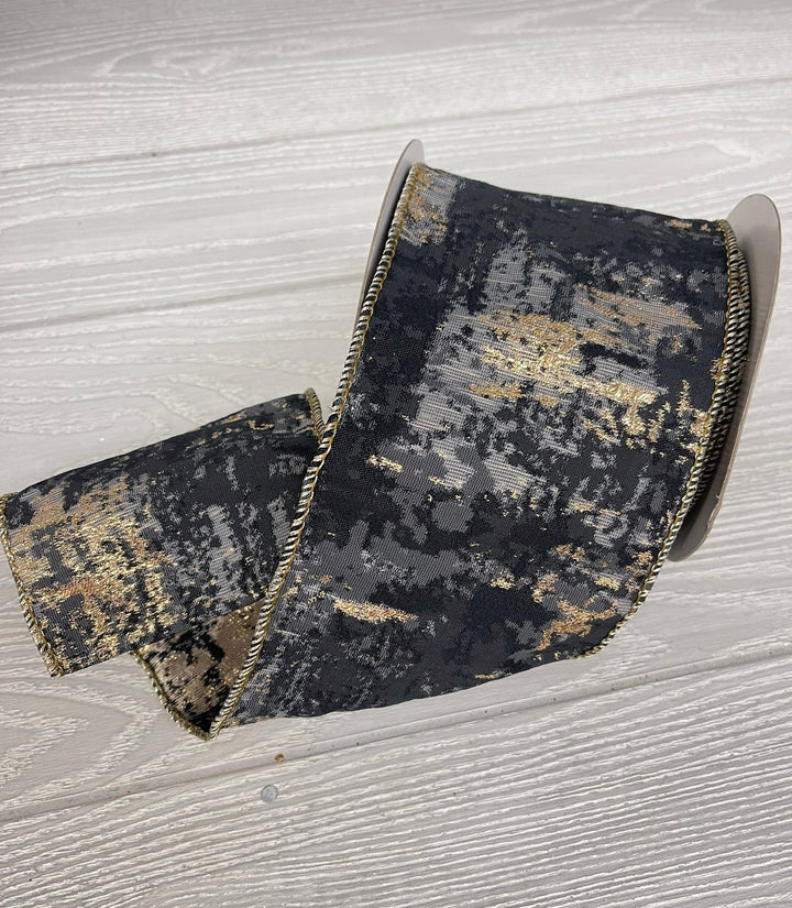 Black, gray, and champagne wired ribbon 2.5” - Greenery MarketRibbons & Trim179680