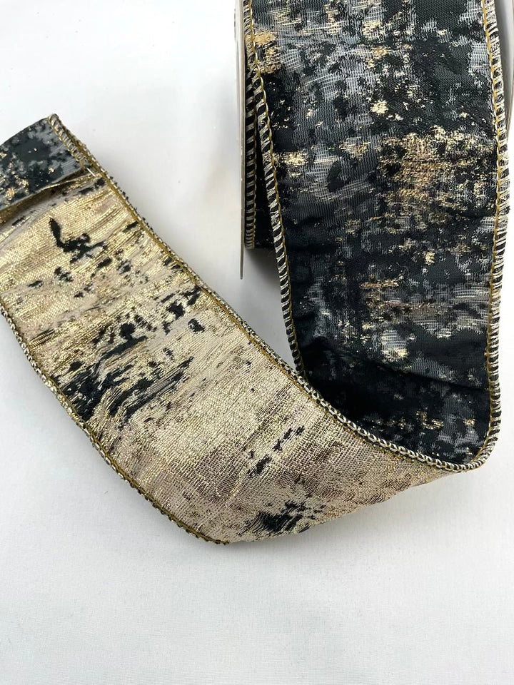 Black, gray, and champagne wired ribbon 2.5” - Greenery MarketRibbons & Trim179780