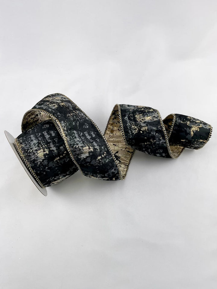 Black, gray, and champagne wired ribbon 2.5” - Greenery MarketRibbons & Trim179780