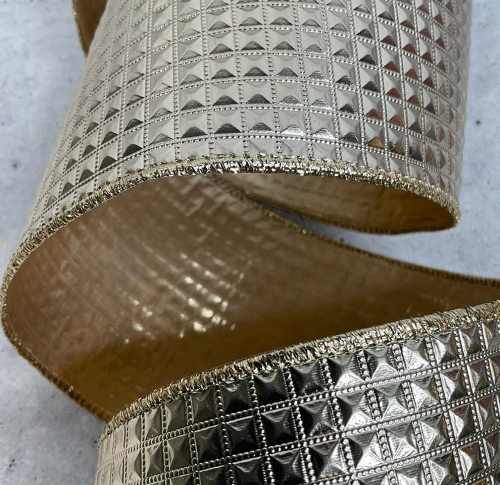 Champagne wired ribbon 4” - Greenery MarketXR502/4