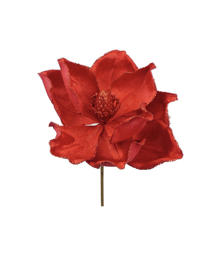Christmas Velvet magnolia pick - red - Greenery Market artificial flowers