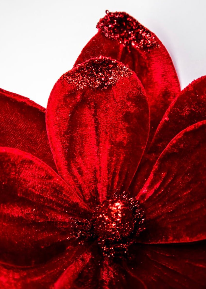 Christmas Velvet magnolia spray - red - Greenery Marketartificial flowers84600RD