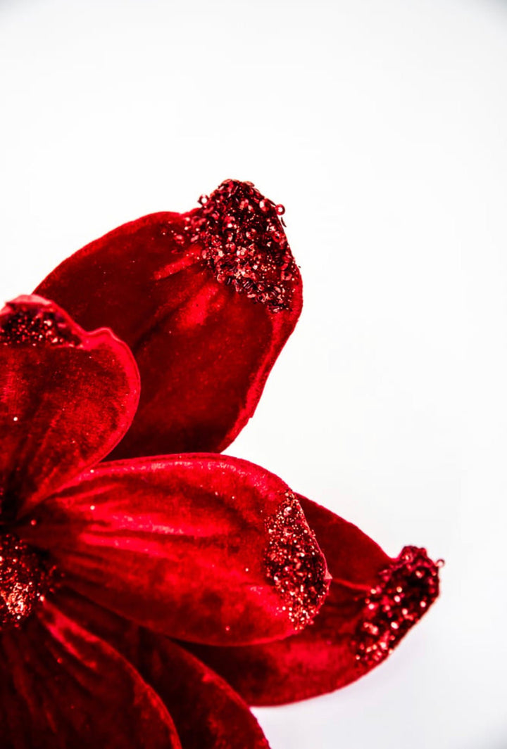 Christmas Velvet magnolia spray - red - Greenery Marketartificial flowers84600RD