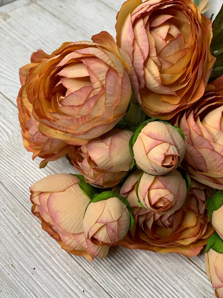 Creamy Peach with blush tips ranunculus bundle - Greenery Marketartificial flowers