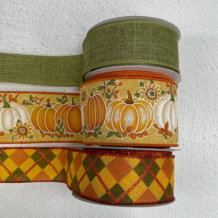 DIY bow making bundle - mustard pumpkins x 3 rolls - Greenery MarketRibbons & TrimMustardpumpkinx3