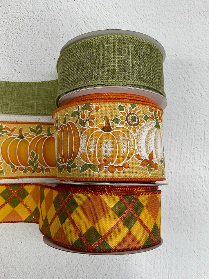 DIY bow making bundle - mustard pumpkins x 3 rolls - Greenery MarketRibbons & TrimMustardpumpkinx3