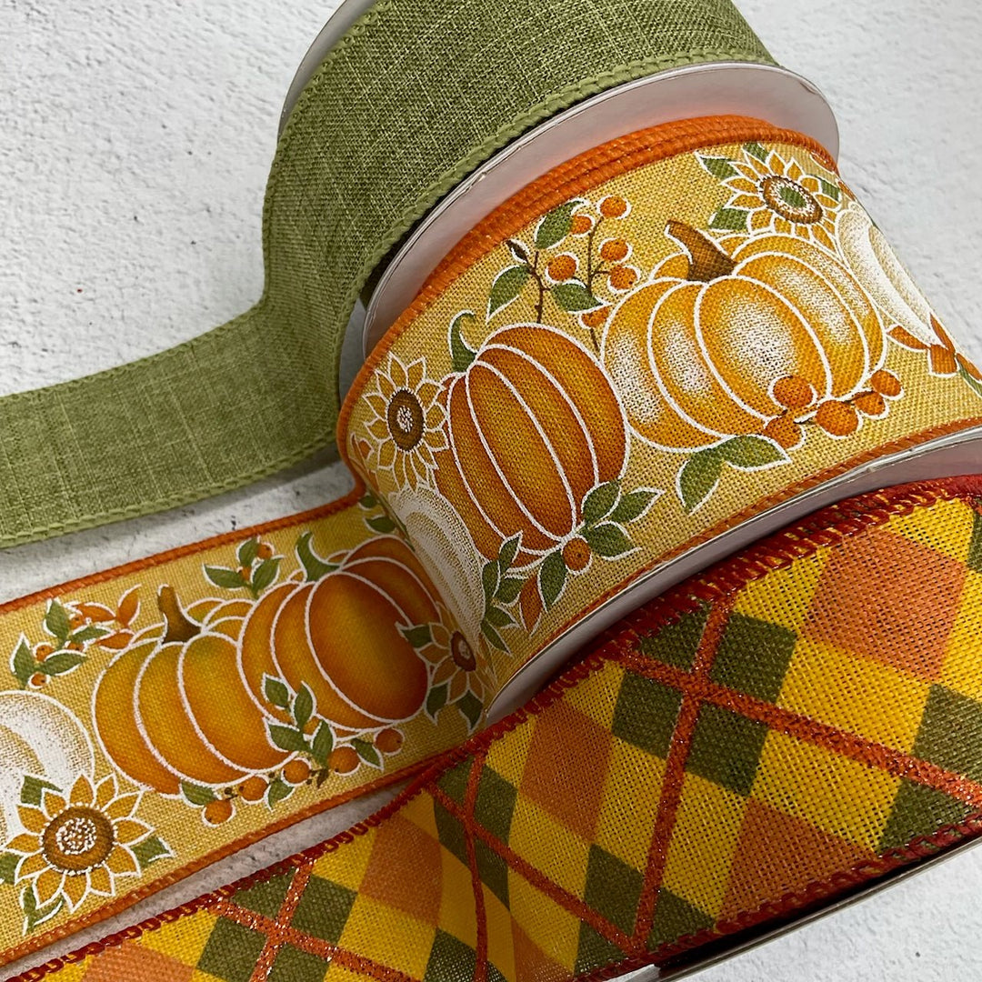 DIY bow making bundle - mustard pumpkins x 3 rolls - Greenery MarketRibbons & TrimMustardpumpkinx3