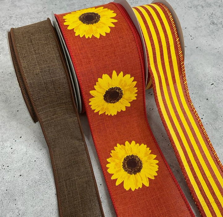 Fall sunflower bow bundle x 3 ribbons - Greenery Market