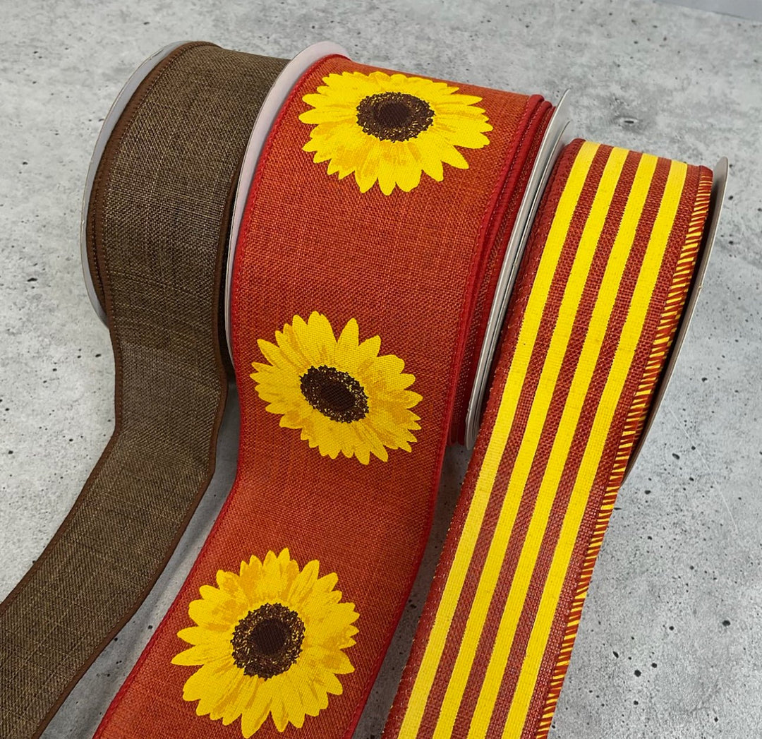 Fall sunflower bow bundle x 3 ribbons - Greenery Market