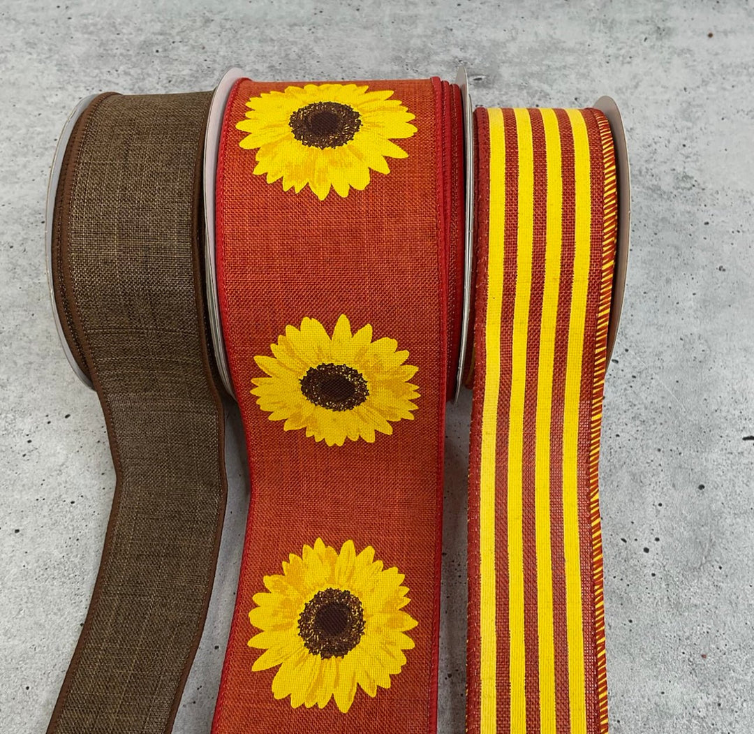 Fall sunflower bow bundle x 3 ribbons - Greenery Market