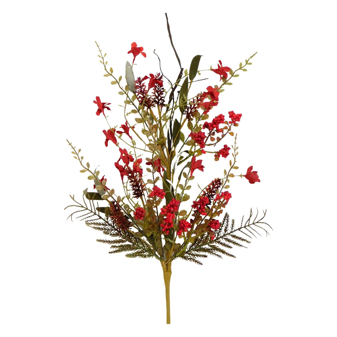 Fern, filler, and berry floral spray 60919 - red 63048 - Greenery MarketArtificial Flora63048-Rd