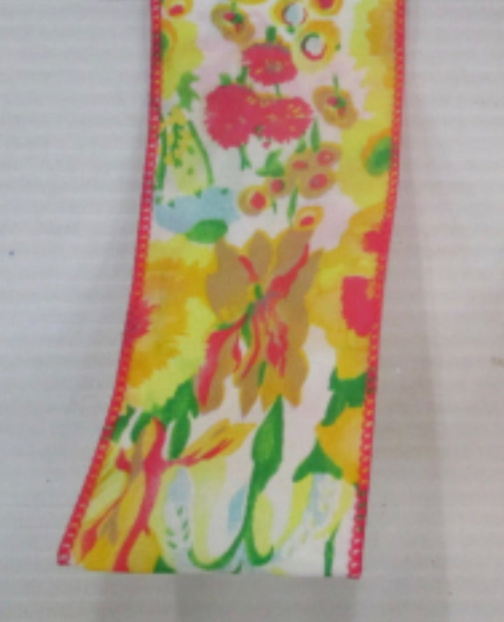 Floral wired ribbon 2.5” choose design in drop down - Greenery MarketRibbons & Trim154004 WITH BLUE