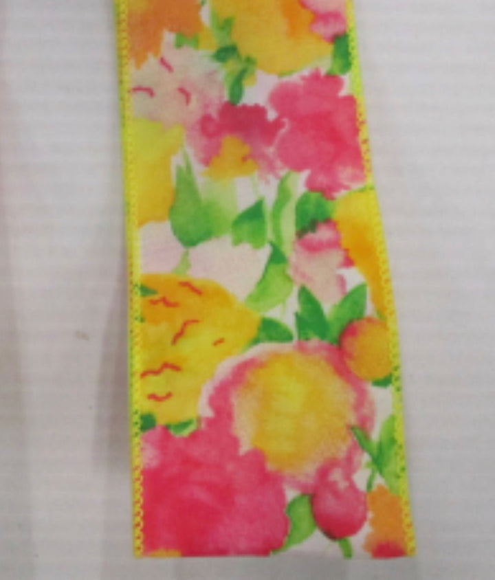 Floral wired ribbon 2.5” choose design in drop down - Greenery MarketRibbons & Trim154004 WITHOUT BLUE
