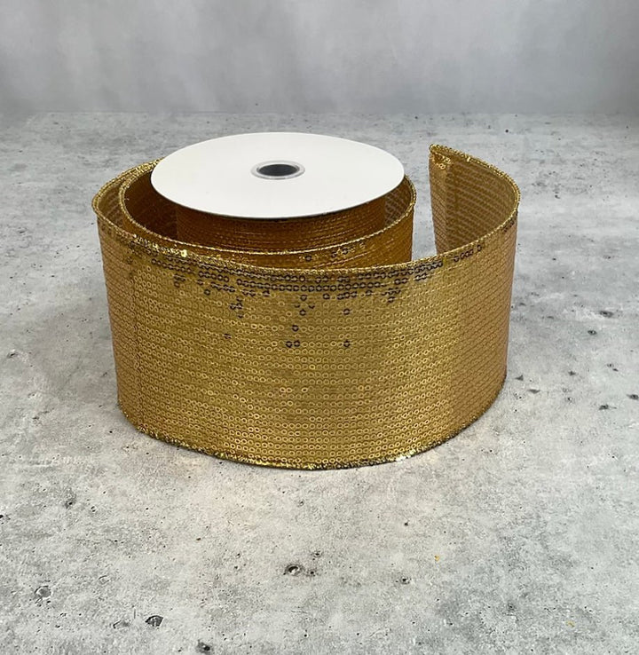 Gold dazzle wired ribbon 4” - Greenery Market