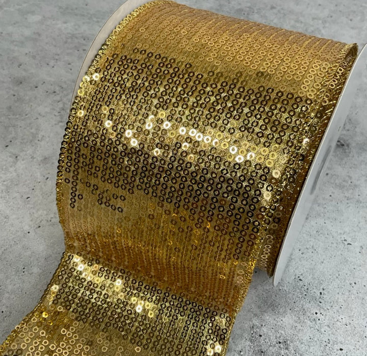 Gold dazzle wired ribbon 4” - Greenery Market