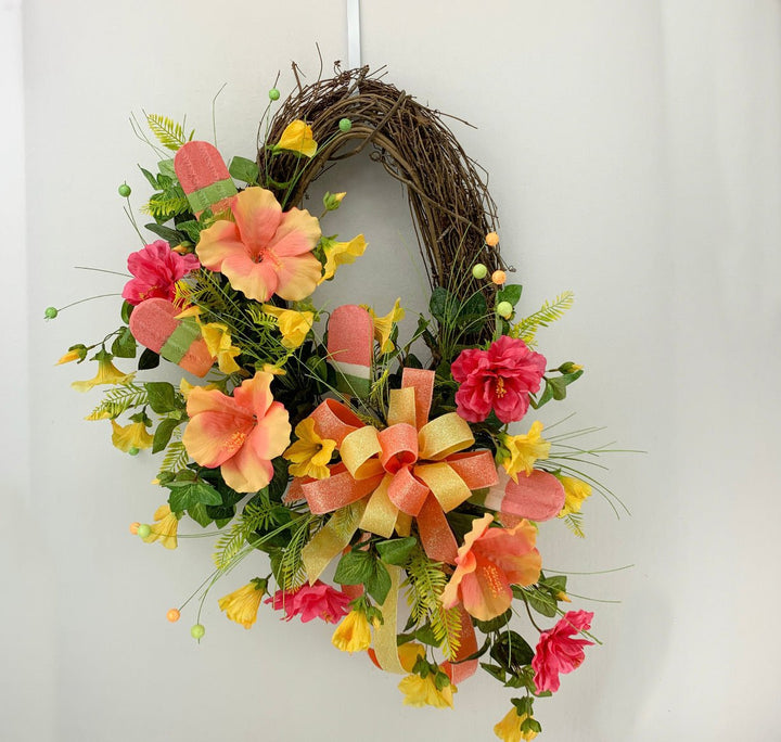 Hibiscus flower spray - coral pink - Greenery Marketartificial flowers29414CO