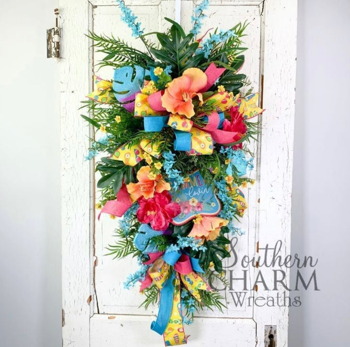 Hibiscus flower spray - coral pink - Greenery Marketartificial flowers29414CO