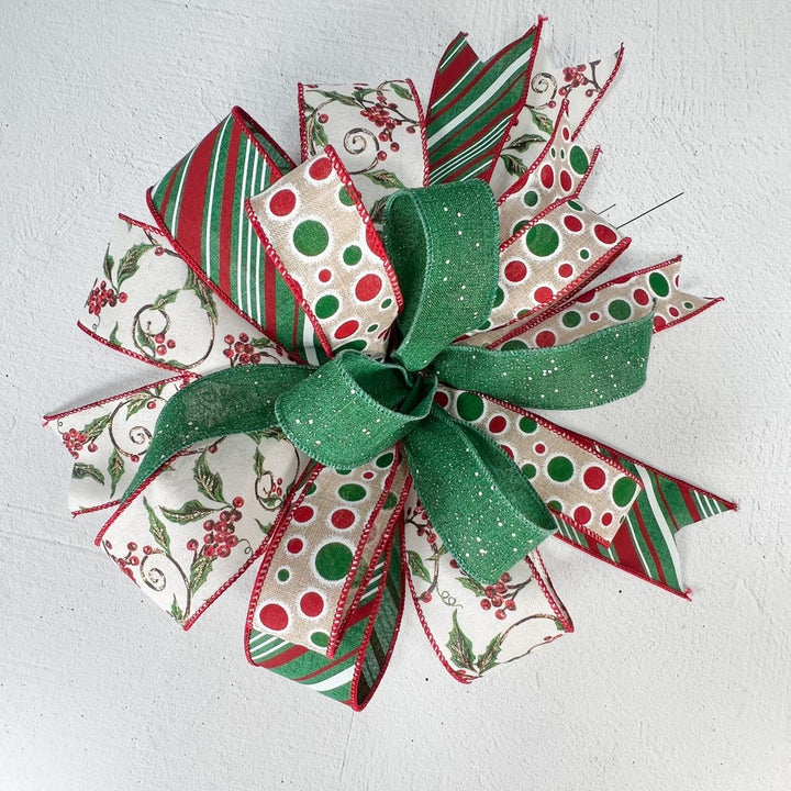 Holly wired ribbon - 20 yards - 2.5” - Greenery Market9741715