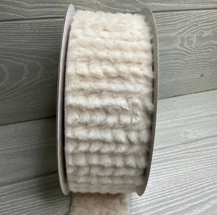 Ivory fluffy wool wired ribbon 2.5” - Greenery MarketRibbons & Trim180465