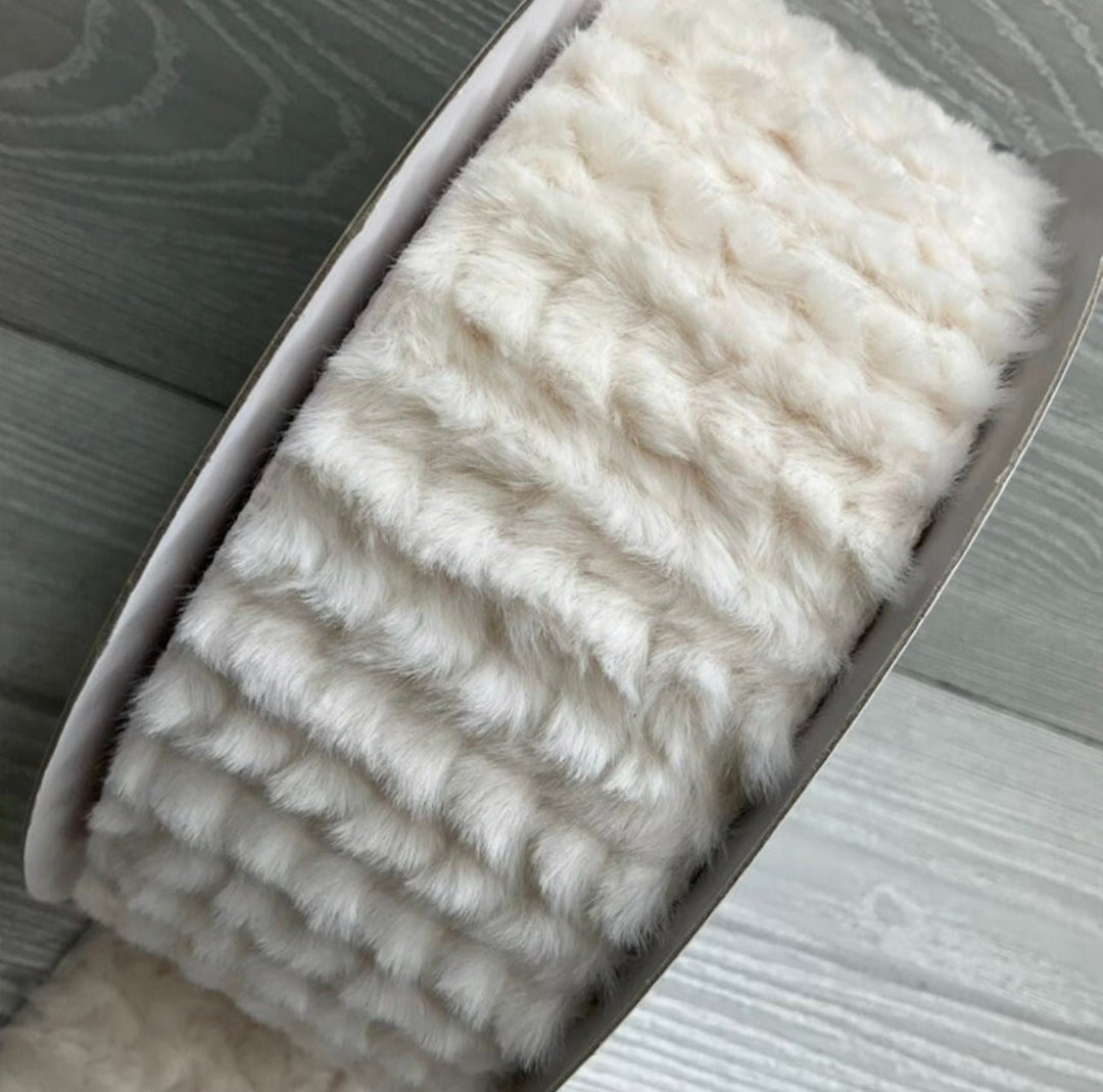 Ivory fluffy wool wired ribbon 2.5” - Greenery MarketRibbons & Trim180465