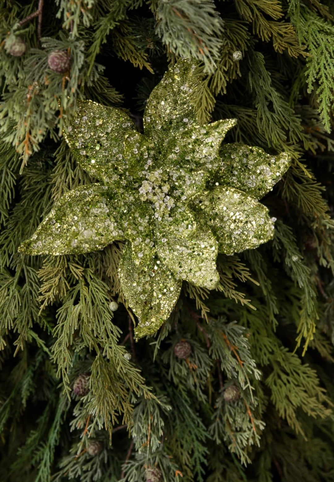 Jeweled and beaded poinsettia stem - green - Greenery MarketXg902-G