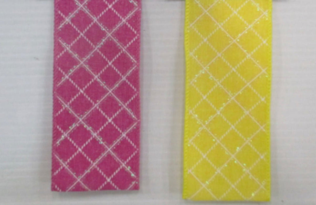 Lattice wired ribbon 2.5” pink OR yellow - Greenery MarketRibbons & Trim153934 PINK