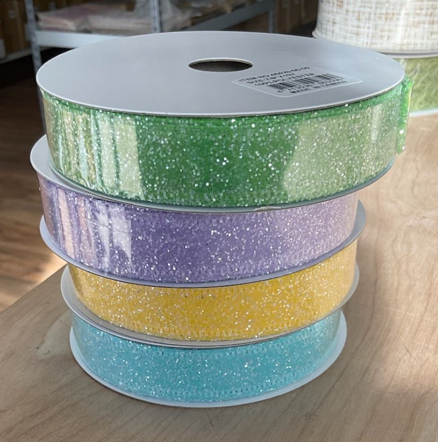 Lavender glittered wired ribbon, 7/8" - Greenery MarketWired ribbon46420-05-30