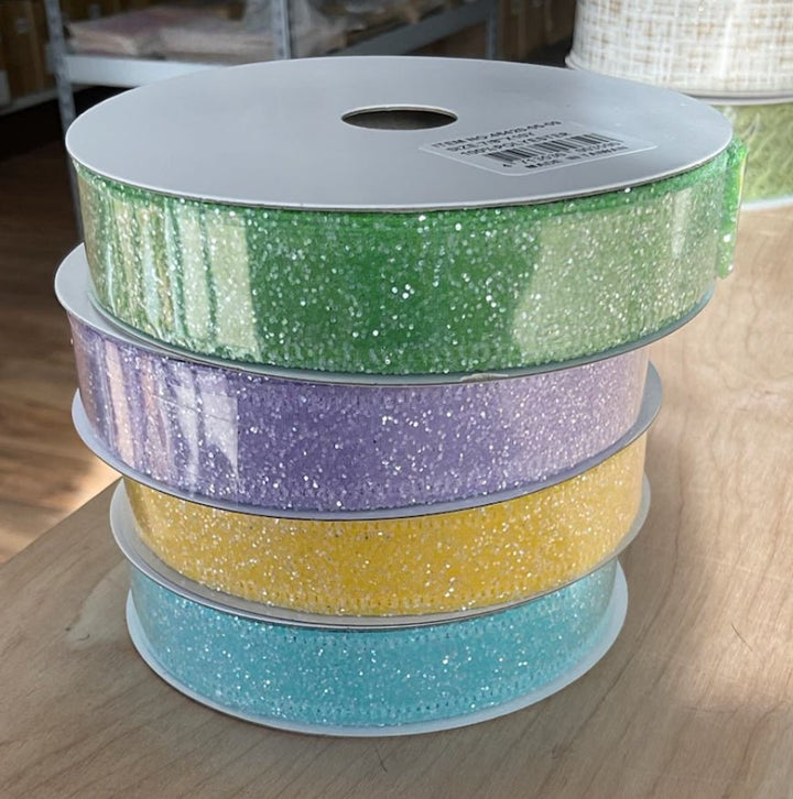 Lavender glittered wired ribbon, 7/8" - Greenery MarketWired ribbon46420-05-30