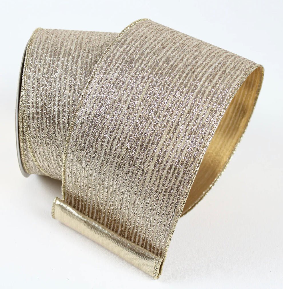 Platinum glitter stripe 2.5” wired ribbon - Greenery MarketRibbons & TrimRA109-51