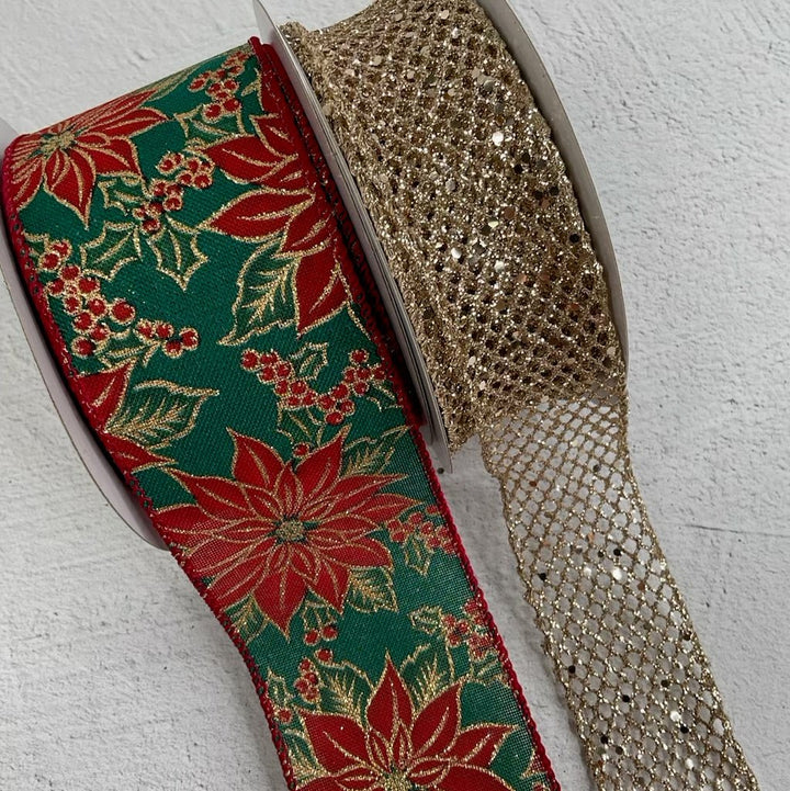 Poinsettia bow bundle x 2 ribbons - Greenery MarketRibbons & TrimPoinsettiasx2