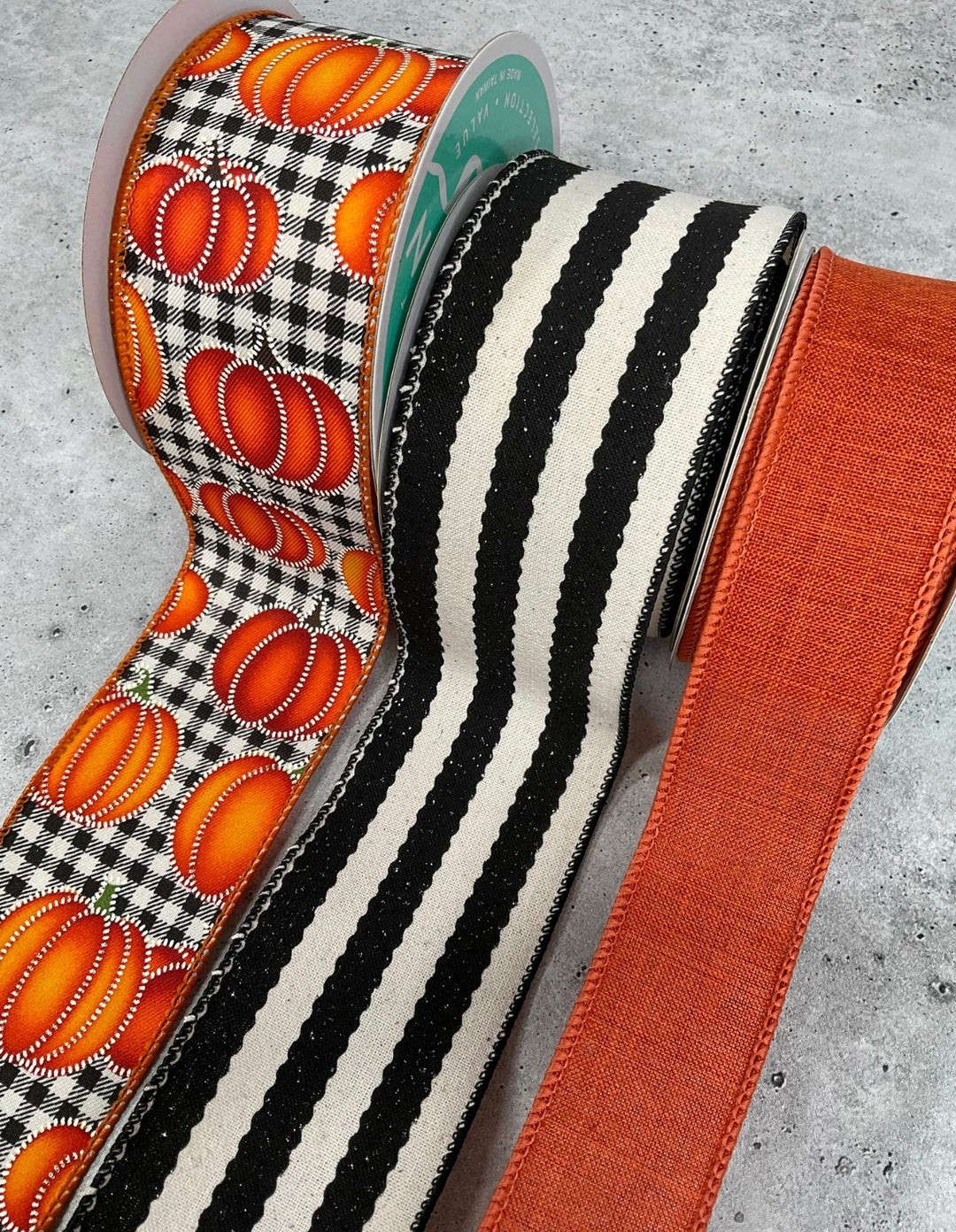 Pumpkins cream and black bow bundle x 3 ribbons - Greenery Market