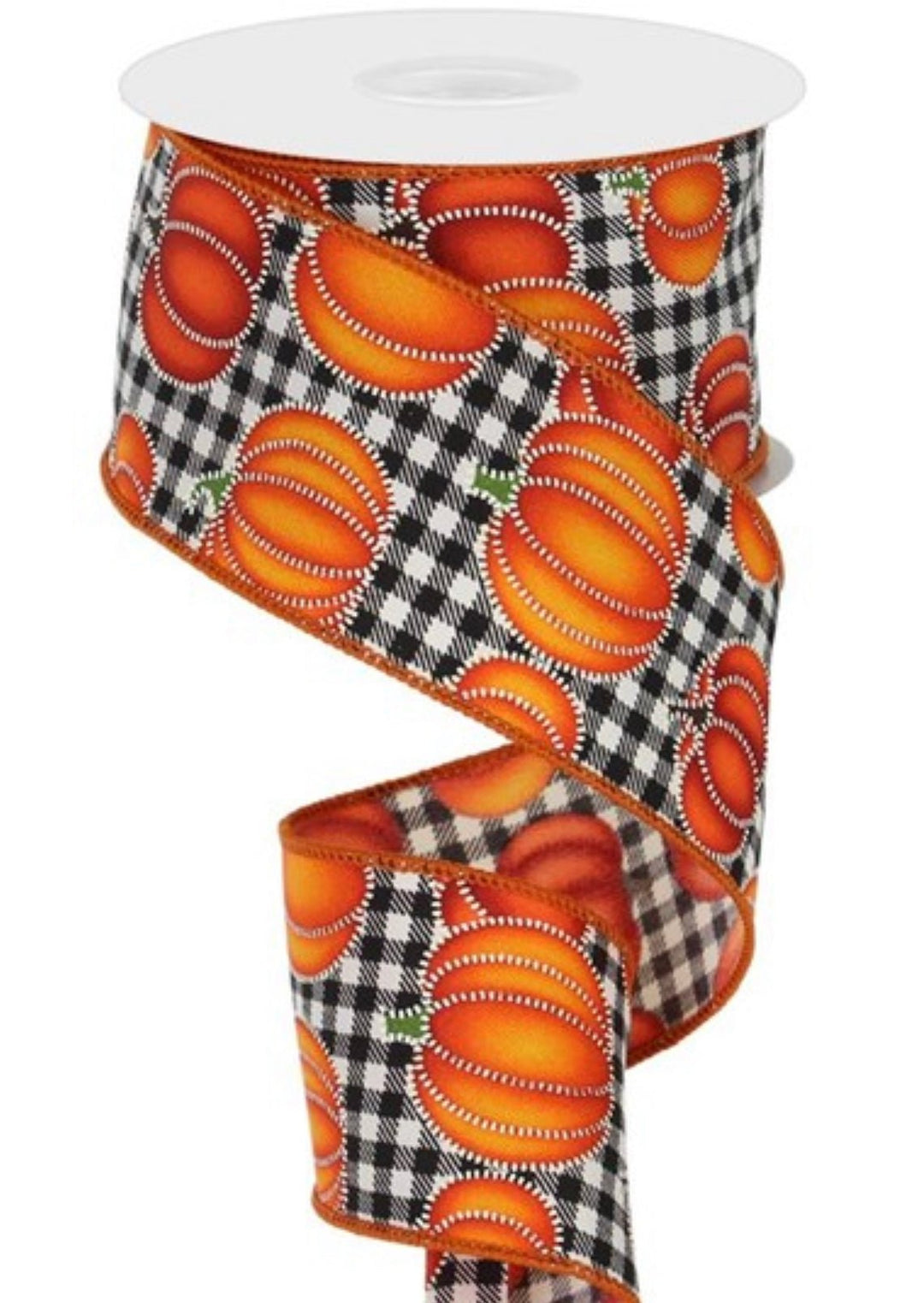 Pumpkins with stitch, wired ribbon - 2.5” - Greenery MarketWired ribbonRGC197733