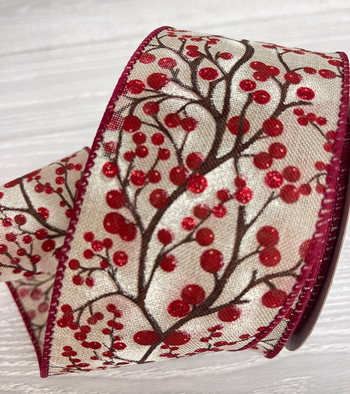 Red berry wired ribbon 2.5” - Greenery MarketWired ribbon71181-40-10