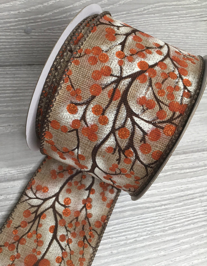 Rust Berry natural wired ribbon 2.5” - Greenery MarketRibbons & Trim179522