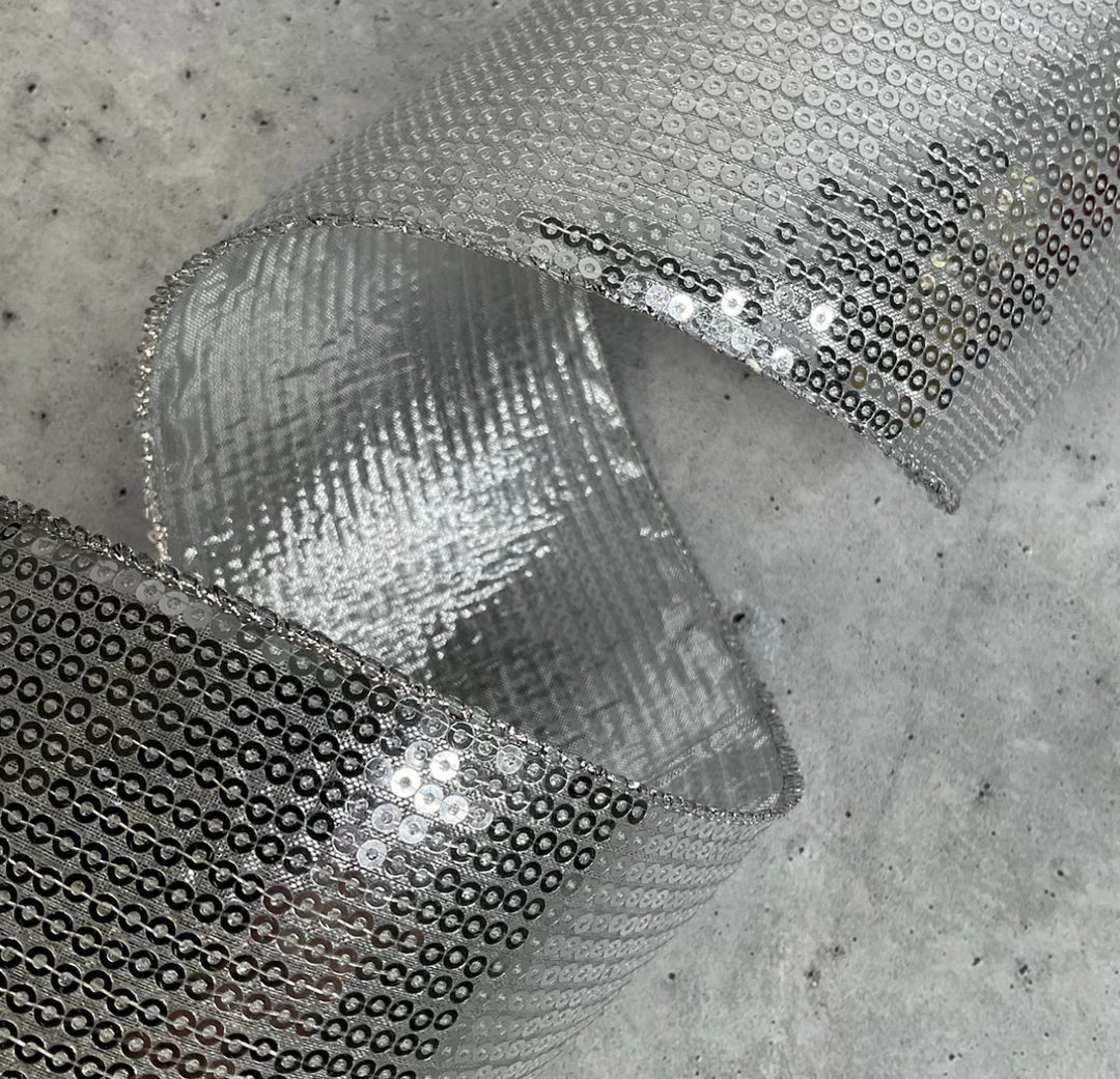 Silver dazzle wired ribbon 2.5” - Greenery MarketXR500/25-SV