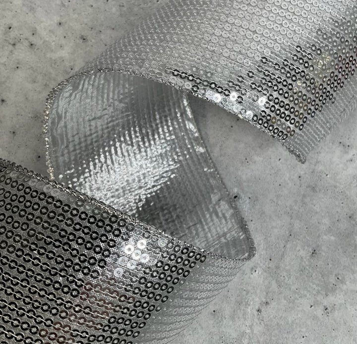 Silver dazzle wired ribbon 2.5” - Greenery MarketXR500/25-SV