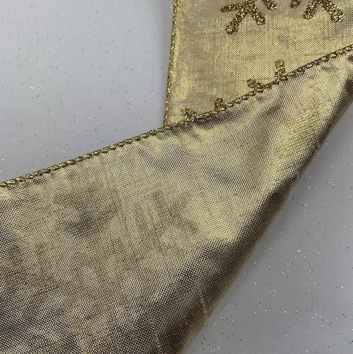 Soft gold Snowflake wired ribbon 4” - Greenery MarketRibbons & Trim137186