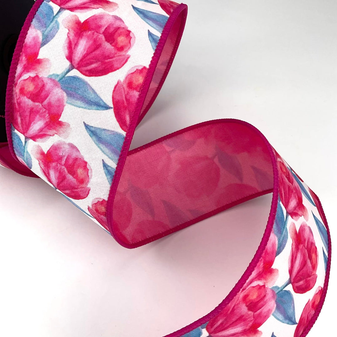 Tulips 2.5” farrisilk wired ribbon - Greenery MarketRibbons & TrimRK194-08