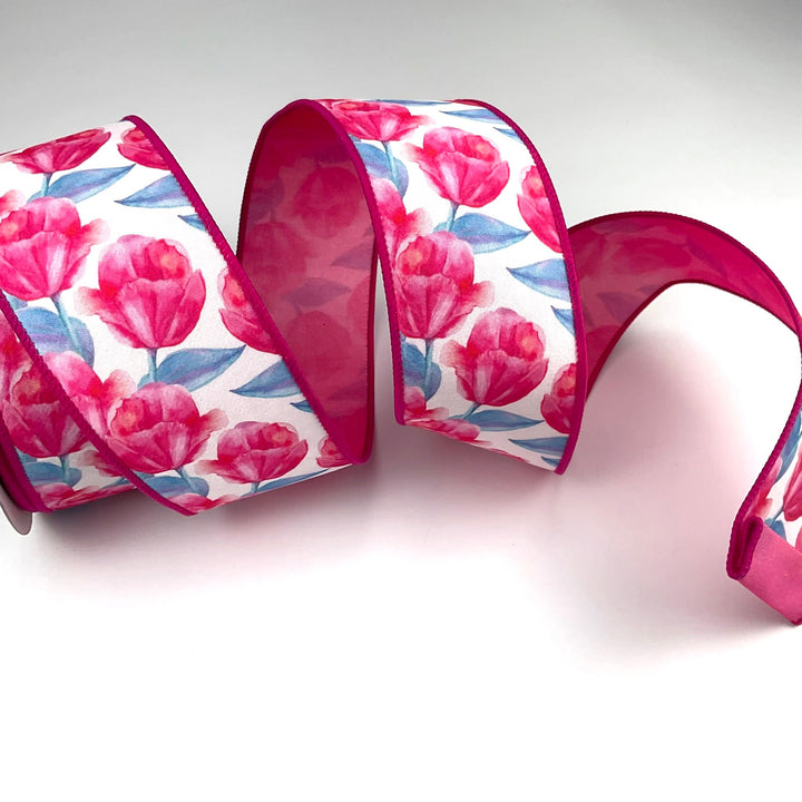 Tulips 2.5” farrisilk wired ribbon - Greenery MarketRibbons & TrimRK194-08