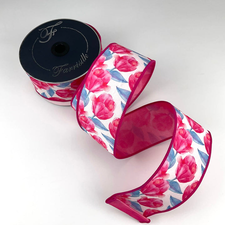 Tulips 2.5” farrisilk wired ribbon - Greenery MarketRibbons & TrimRK194-08