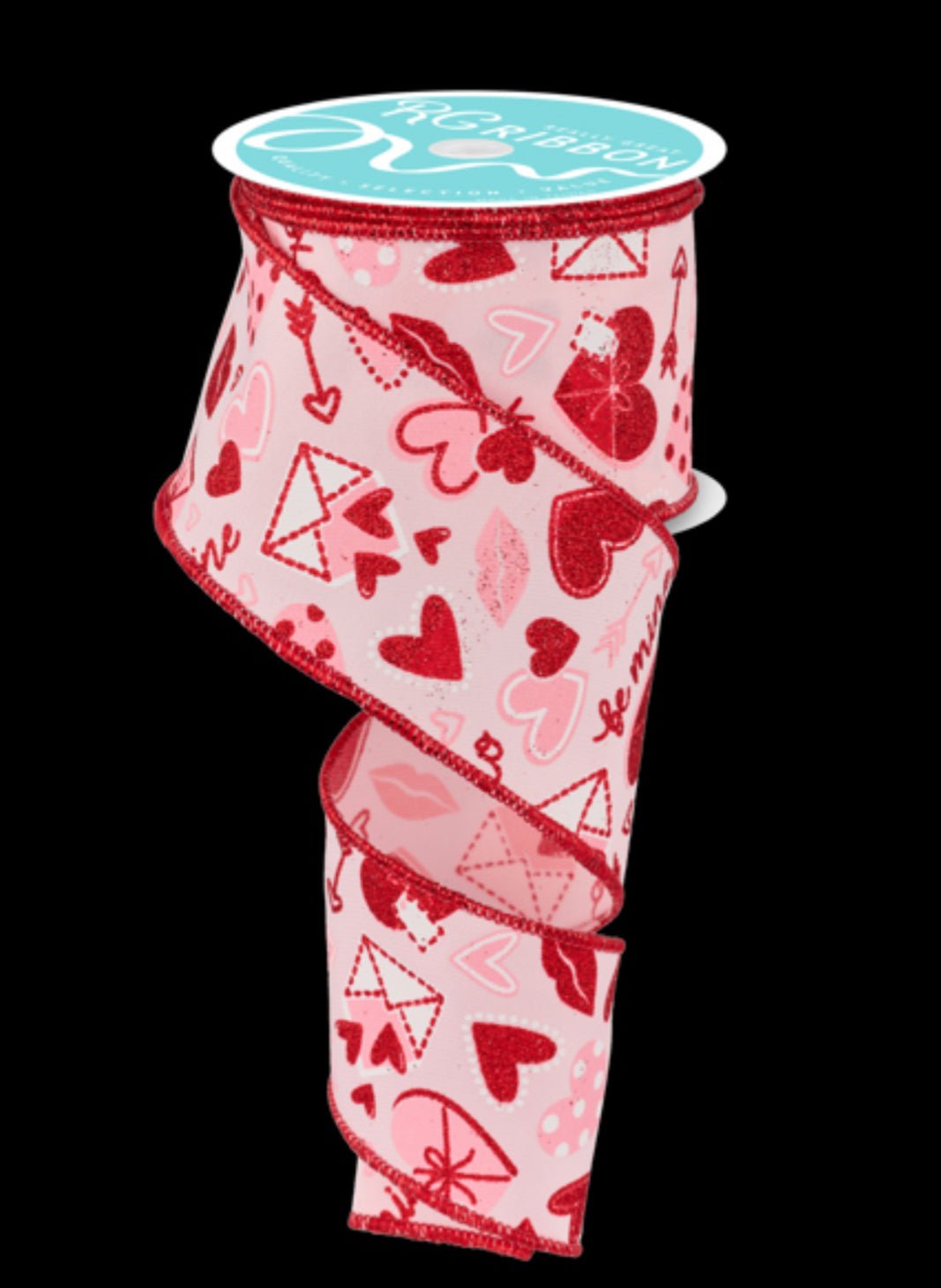 valentines multi patterned love letters wired ribbon 2.5” - Greenery MarketWired ribbonRGF116315